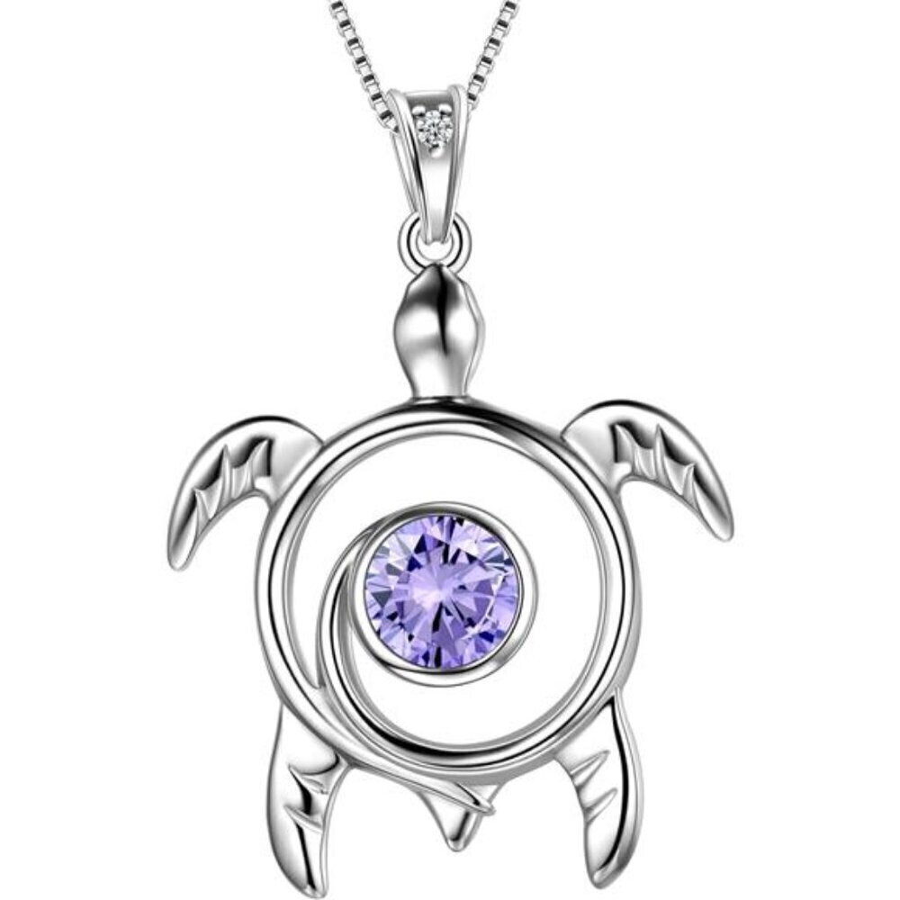 Silver Turtle Necklace Aurora Tears Celtic Spiral 925 Sterling Silver Women
